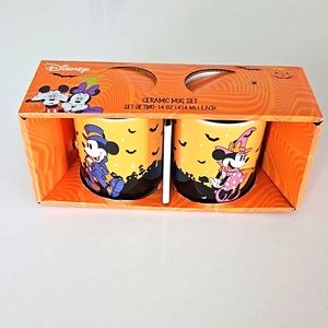 NWT Disney Halloween Mickey and Minnie Mouse Ceramic Mug Set